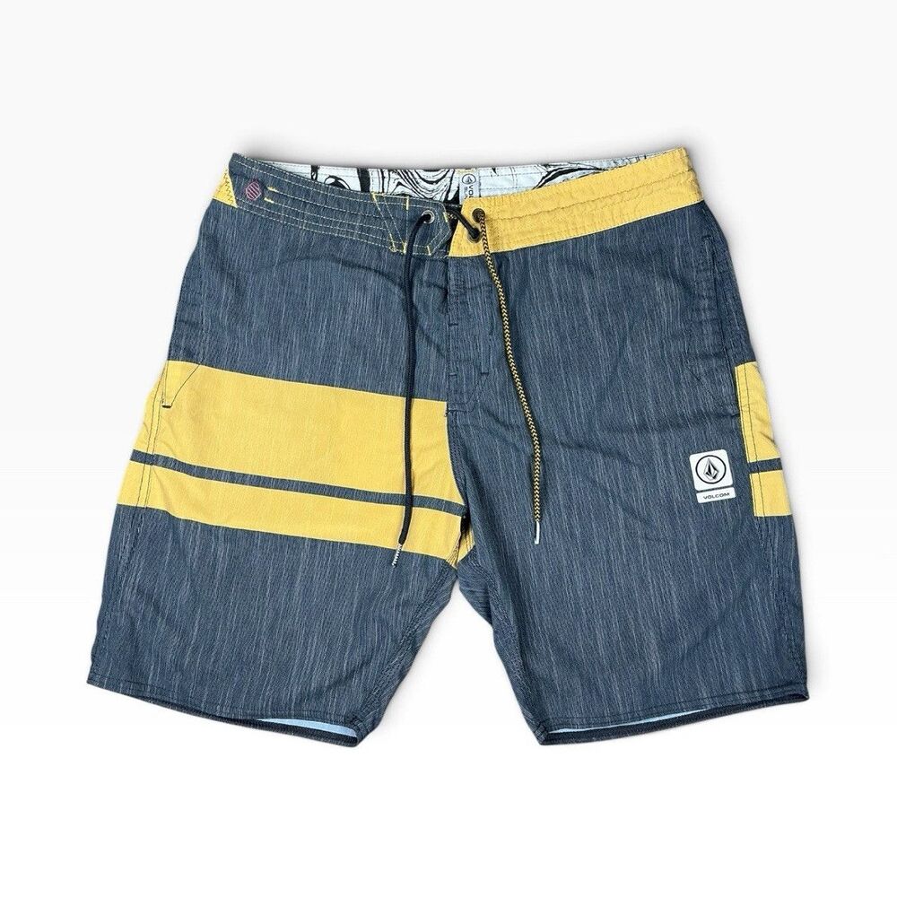 Volcom Slinger Board Shorts Men’s Size 32 Blue/Yellow Striped